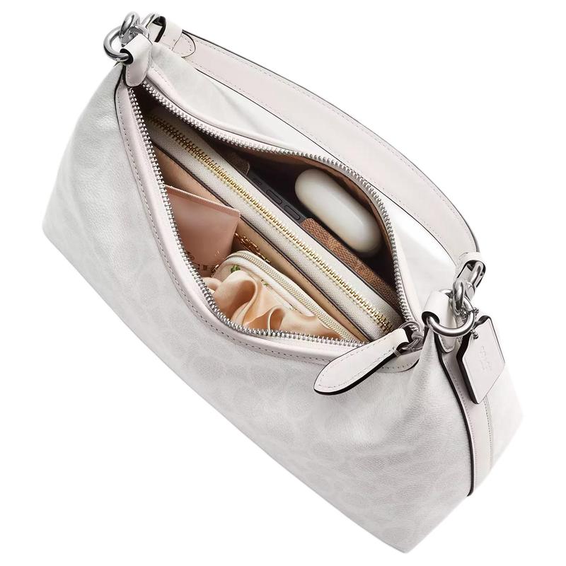 Coach Juliet 30 Detachable Short Shoulder Strap Coated Canvas Shoulder Bag Large Women's Silver Chalk