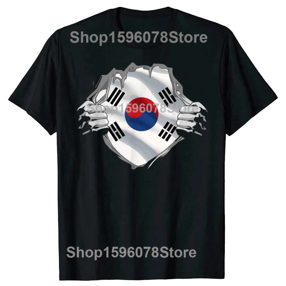 

Смішні футболки Супер Південна Корея Літній стиль Графічний вуличний одяг З коротким рукавом Гордий прапор Південної Кореї Різдвяні подарунки Футболка L