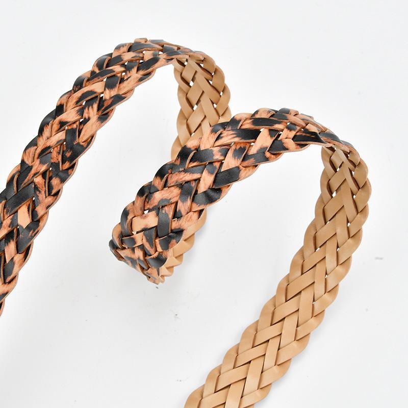 Belt Girls belt Leopard print high-end trend non-punching woven belt