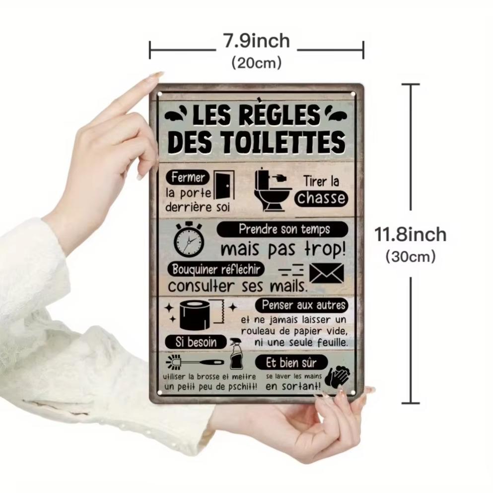 Putuo Decor 1pc Vintage French Toilet Rules Sign Les Règles Des Toilettes Wall Decor for Bathroom Restroom