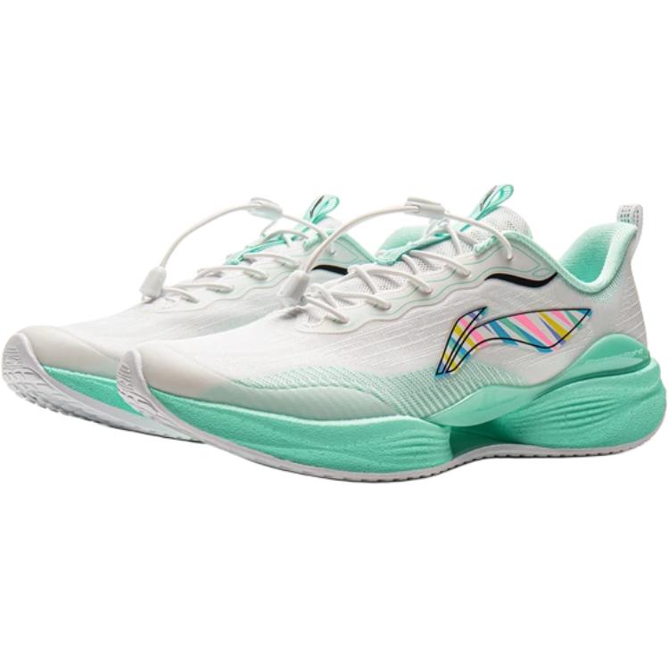 Li Ning Kids Lightweight Running Shoes Kids Sneakers White Green YKFV092-1