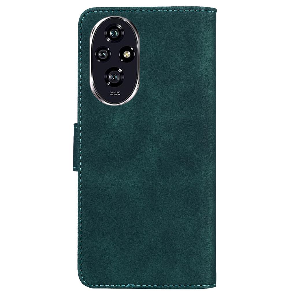 For Honor 200 5G Protective Case Solid Color Leather Mobile Phone Cover with Stand