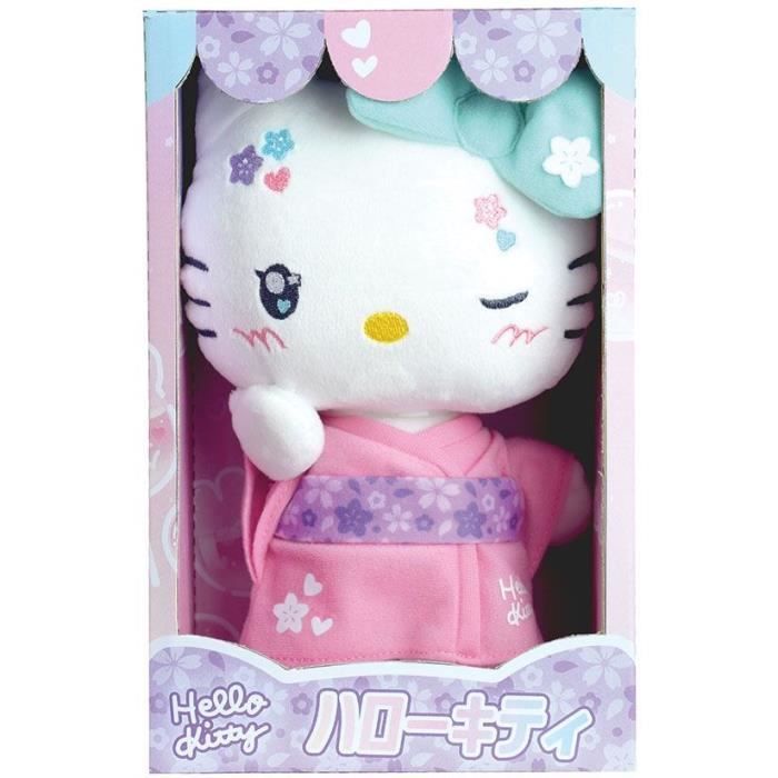 Hello Kitty Kimono Kawai Plüschtier ca. 22 cm - JEMINI - Kawai-Version mit rosa Kimono und Sandalen.