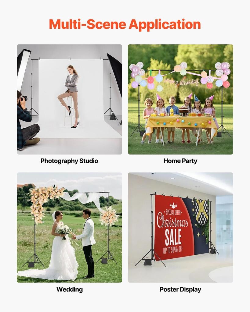 Backdrop Stand Background Stand Kit 7 X 10 Ft for Party & Photo Studio