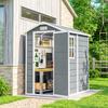 Garden Shed, Plastic Garden House with Floor, Window, Lockable Doors, for Garden, 131W x 186D x 198H cm, Grey