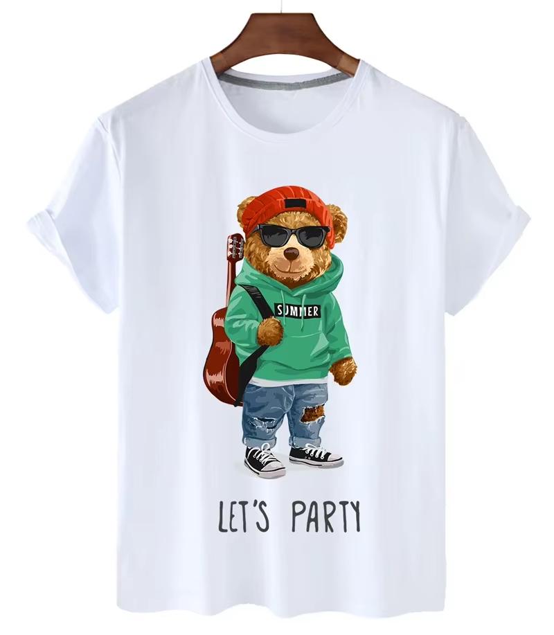 Unisex Cute Teddy Bear Graphic Tshirt Fashion Cartoon Bear Print Cool Short Sleeve Crew Neck Streetwear Tee Tops For Unisex Unisex