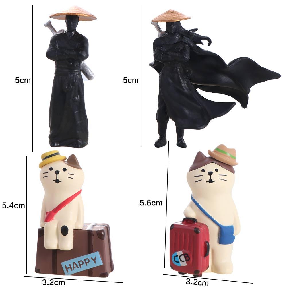 Creative Chinese Swordsman Figure Mini Cat Sculptures Model Statue Ornament  Gift