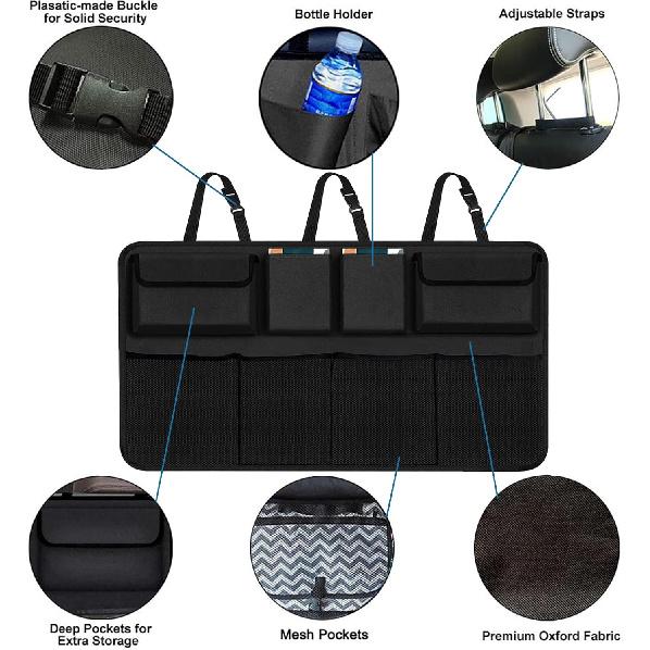 Car Trunk Organizer, Large Capacity Car Organizers And Storage With 8 Pockets, Waterproof Backseat Hanging Organizer For SUV, Truck, MPV, Interior