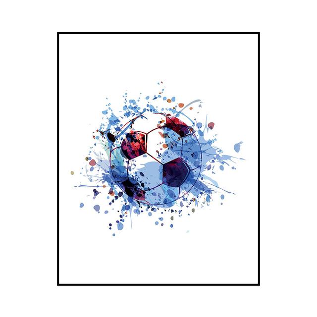 Football Star Poster Watercolor Football Canvas Paintings Print Abstract Wall Art Picture for Children Room Home Decoration No Frame