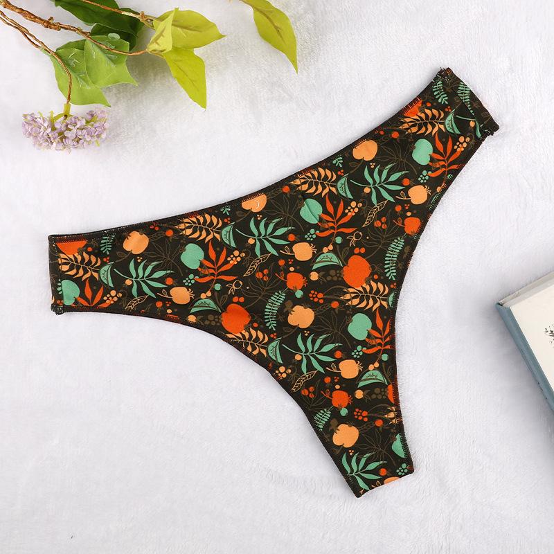 Patterned T-back panties Seamless invisible breathable briefs Low-rise women's knickers Thong underwear