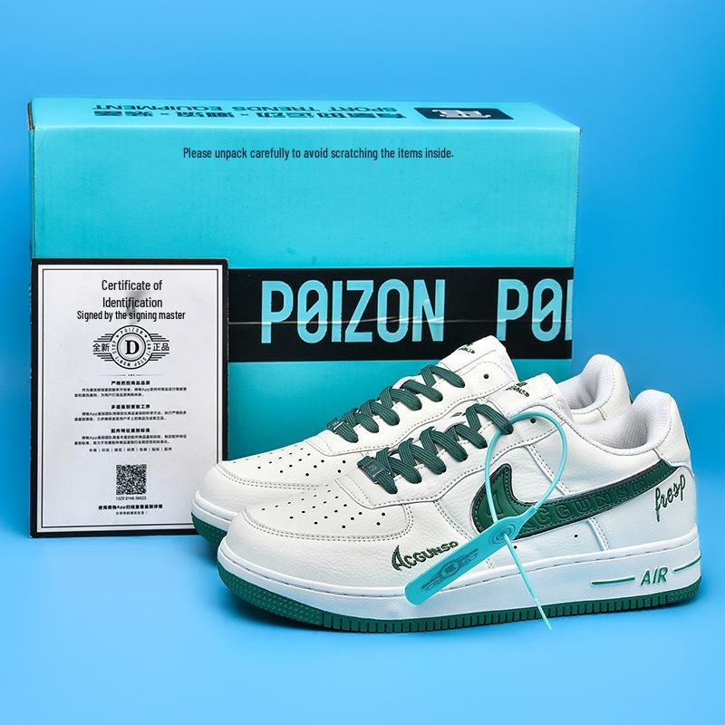 

2025 Air Force 1: Мужские белые кроссовки, Подростковые и женские повседневные кроссовки на платформе AJ 38 зелёный/белый