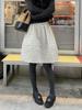 Korean Style Floral Woolen A-line Skirt - 600g Short, Puffy Umbrella Design for Women