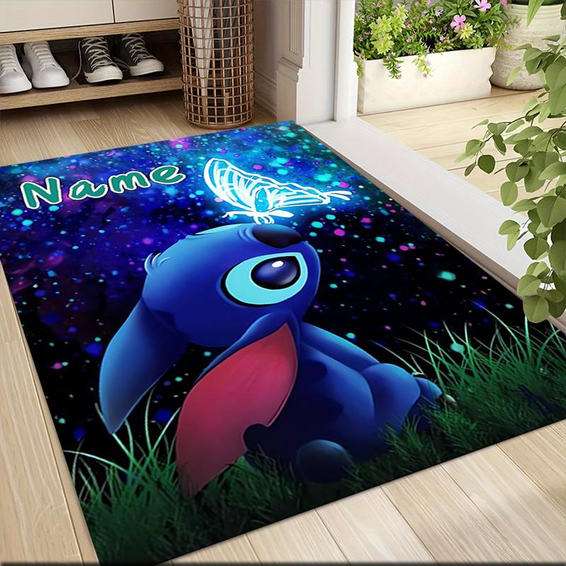 Custom Name Stitch's Sweet Delight Carpet Rug Customizable Soft Washable Anti-Slip Home Living Room Sofa Mats Personalized Rug. 0909366