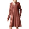 IHUASU Women's Fashion  Spring Autumn Solid Color Print O-Neck Long Sleeve Casual Dresses