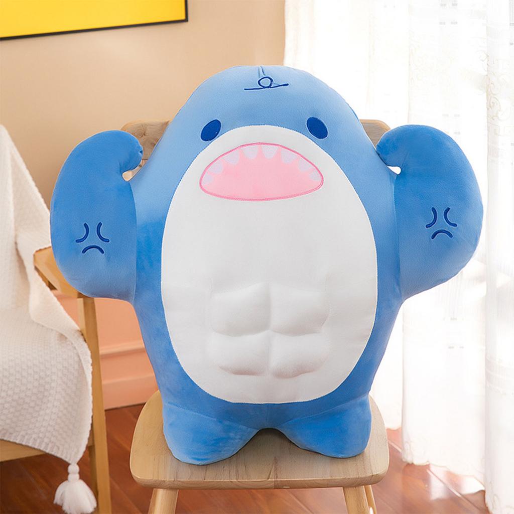 Doll Muscle Shark Toy Marine Animal Hug Pillow Plush Toy Doll Birthday Gift Toy Doll