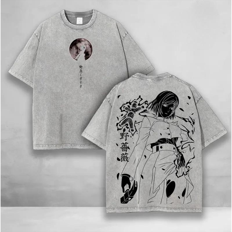 

Jujutsu Kaisen Kugisaki Nobara Graphic Tshirt Men Women Clothing Short Sleeve Cotton T-shirts Retro Washed Tee Harajuku T Shirt XXL сірий колір