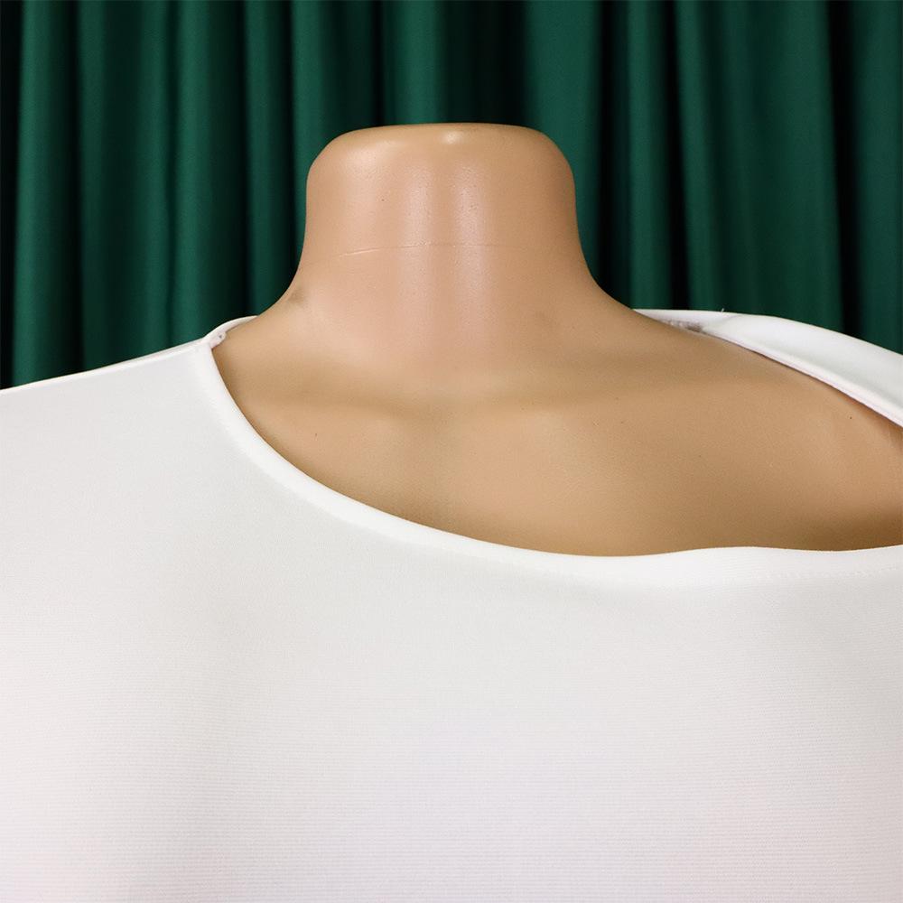 Large Size Women Spring Autumn Fashion Pleated Bandage Dress Ladies One Piece Solid Medium Sleeves Sheath Dress
