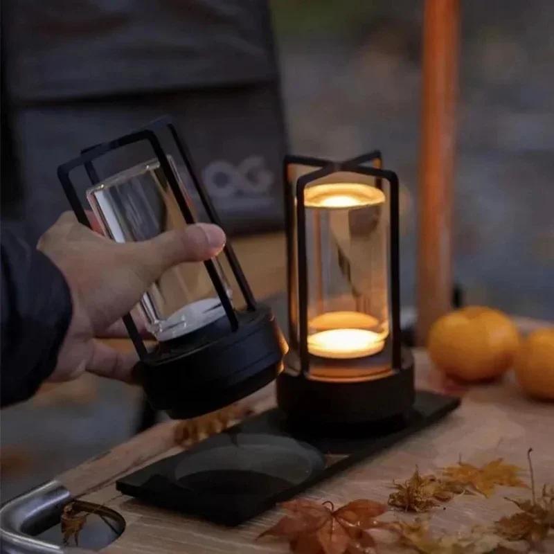 LED Table Lamp Rechargeable Cross 2000 Mah Desktop Night Light Touch for Home Bedroom Atmosphere USB Camping Outdoor Lighting