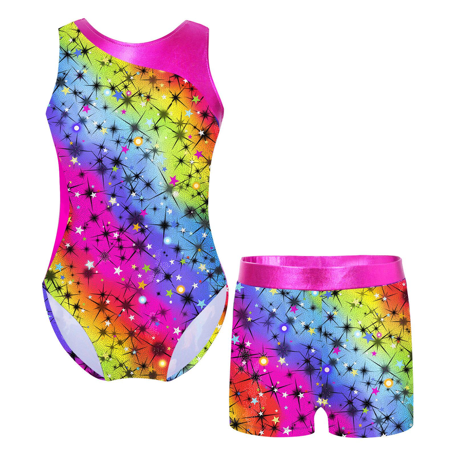 

Гімнастичне купальник і шорти без рукавів для дівчаток Дитячий комбінезон для балетного танцю Балетний комбінезон 9-10 Years різнокольоровий