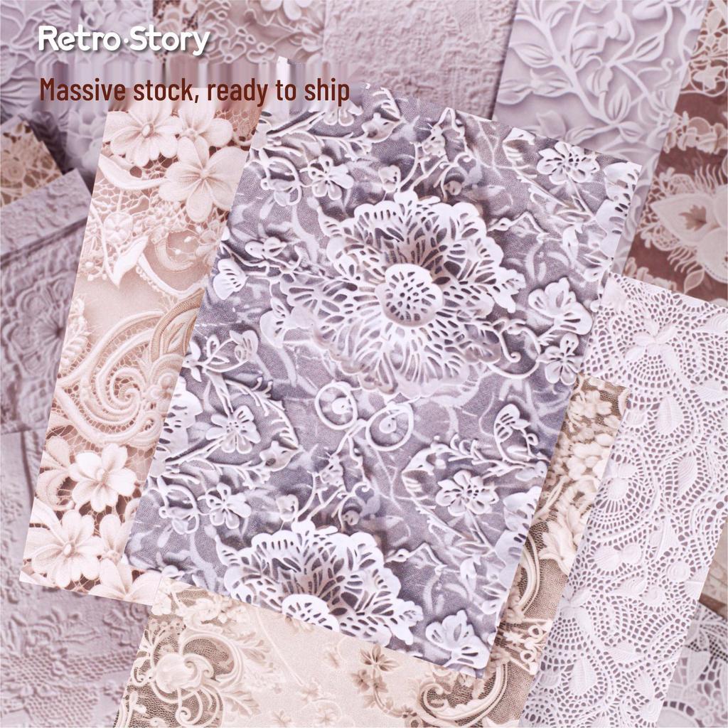RetroStory Lace Series Material Pack: Romantic Retro Ita Bag & Journal Background Paper