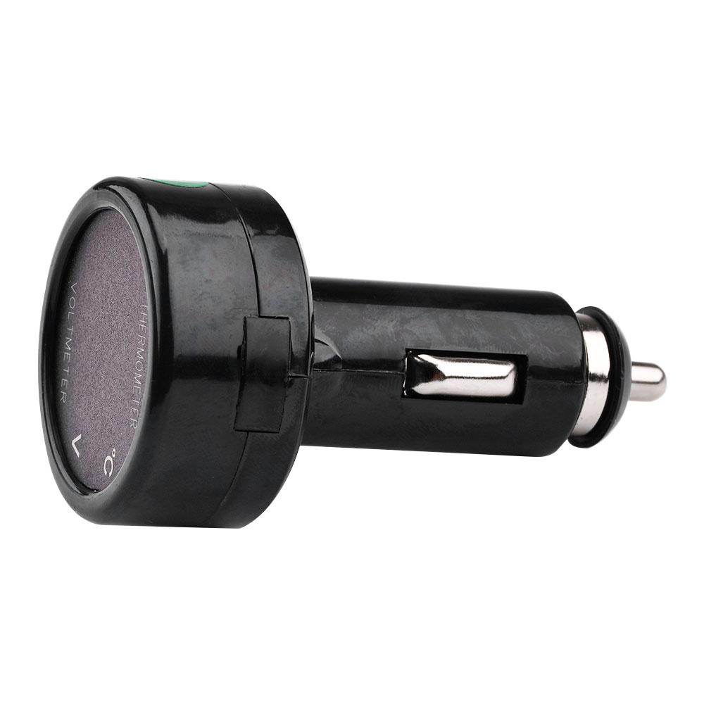 8V 36V Digital DC Voltage Car Voltmeter Thermometer Cigarette Lighter Style 2 In 1 Battery Monitor Voltage Temperature Meter