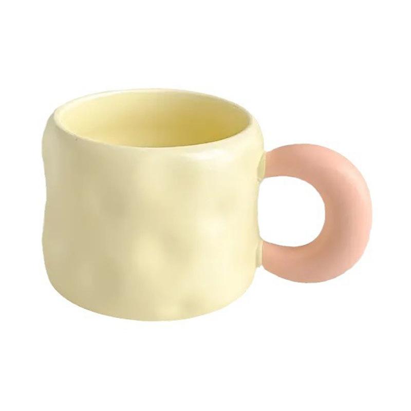 Ceramic Mug with Lid + Spoon Cute Female Office Coffee Cup Contrast Couple Household Water Cup