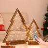 A Set Of Christmas Table Decorations, Two Sizes Of Wooden Christmas Tree Lights, Christmas Holiday Decoration Interior