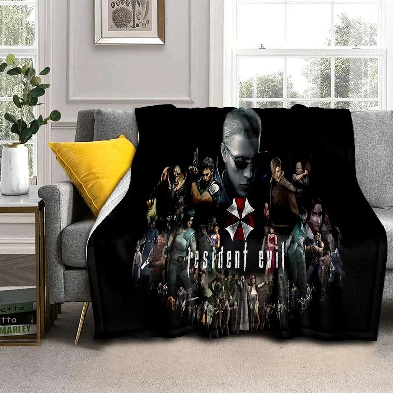 Pătură pentru jocuri 3D R-Resident Evil pentru jocuri, pătură moale pentru acasă, dormitor, pat, canapea, picnic, călătorie, birou, odihnă, pătură pentru copii