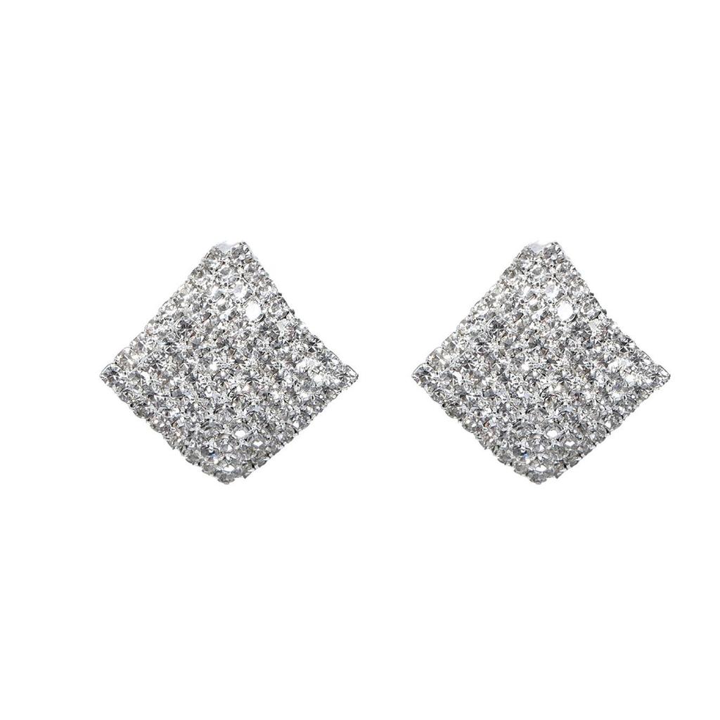 Brincos Geométricos Quadrados de Diamantes Completos - Elegantes, Modernos, Design de Nicho para Mulheres