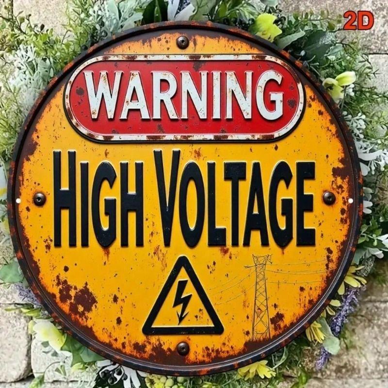 

Metal Poster Vintage High Voltage Warning Sign Wall Decor for Garage
