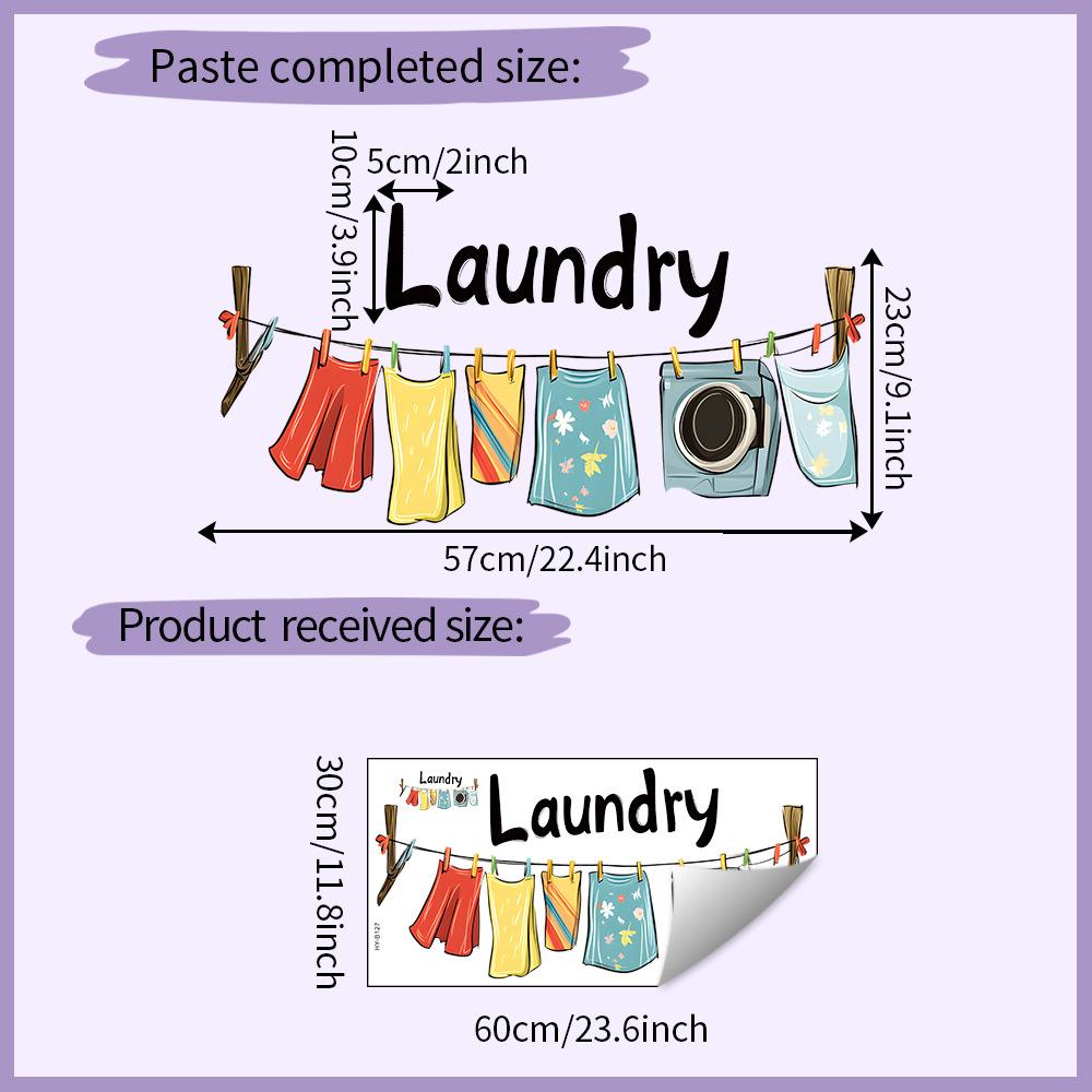 

Self Adhesive Cartoon Clothes and Clothesline Wall Stickers for Laundry Room Bathroom Toilet Decor Peel and Stick Removable Waterproof 30x60CM разноцветный