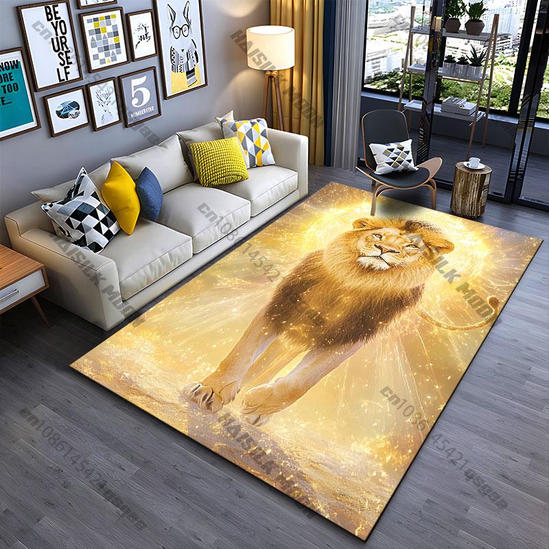 Majestic Spiritual Powerful Radiant Lion Carpet Yoga Living Room Room Decor Children's Crawling Mat Doormat Area Rug