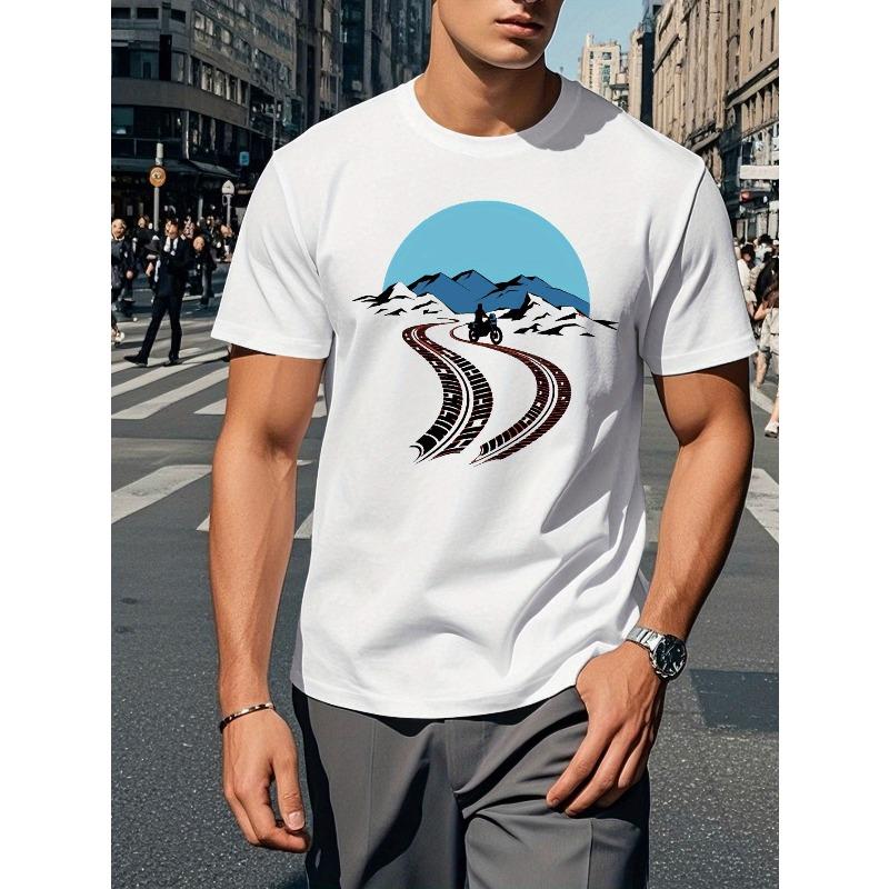 

European sizes Men s Balkan Adventure Motorcycle Graphic Tee - Casual Short Sleeve T-Shirt, Breathable , Summer Wear, Top 4XL білий