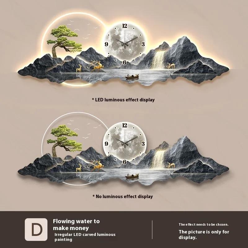 Modern luxury living room clock hanging painting home wall decoration LED wall lamp Nordic lobby bedroom visual atmosphere light