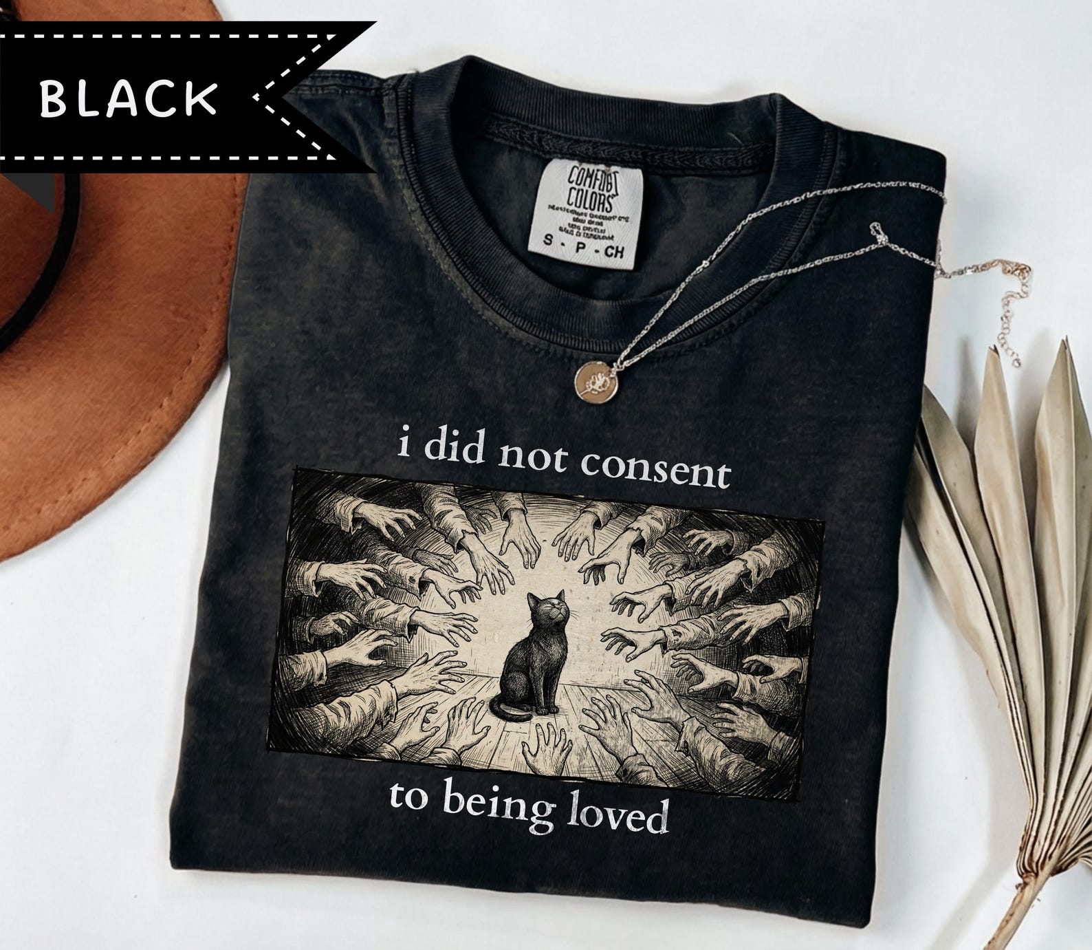 I Did not Consent to Being Loved T-Shirt, Sad Kitten Graphic Tee, Retro Grunge Style, Pet Owner Gift 4XL