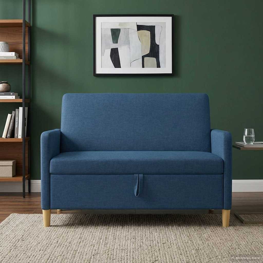 Storage Sofa in Blue 122 x 78 x 87 cm Polyester