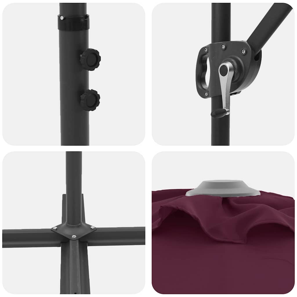 Sun Umbrella Bordeaux Red 372 X 198 X 243 Cm