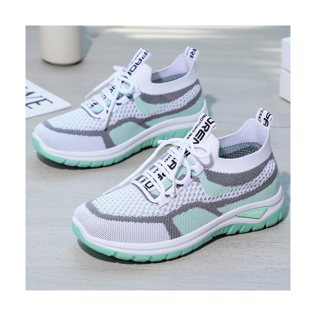 Dámské lehké a prodyšné bílé sportovní boty - Pohodlné nízké šněrovací ležérní vycházkové boty, Outdoorové cestovní boty Blokující vzory