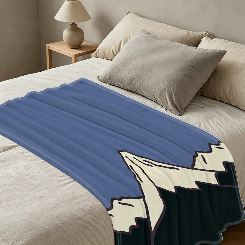 All Seasons Thick Warm Flannel Blanket – Soft Cozy Mountain Pattern, Simple Design for Home, Guest Room, Christmas & Halloween