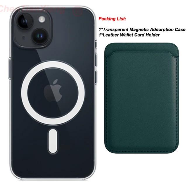 Leather Wallet Card Holder Clear Cases For Apple iPhone 15 14 13 12 11 Pro Max Plus XS Max XR 8 7 Plus SE Magnetic Magsafe Cover
