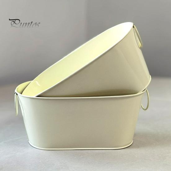 Garden Decoration Pot Metal Flower Planter with Drainage Holes & Handles, Weather Resistant Iron Pot, High-end Plant Gift Minimalist Succulents