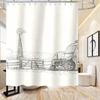 Sketch Rustic Shower Curtain Farmland Farmhouse Tractors Wooden Fence Theme for Kids Bathroom Decor Cloth Fabric Sets with Hooks Waterproof Washable
