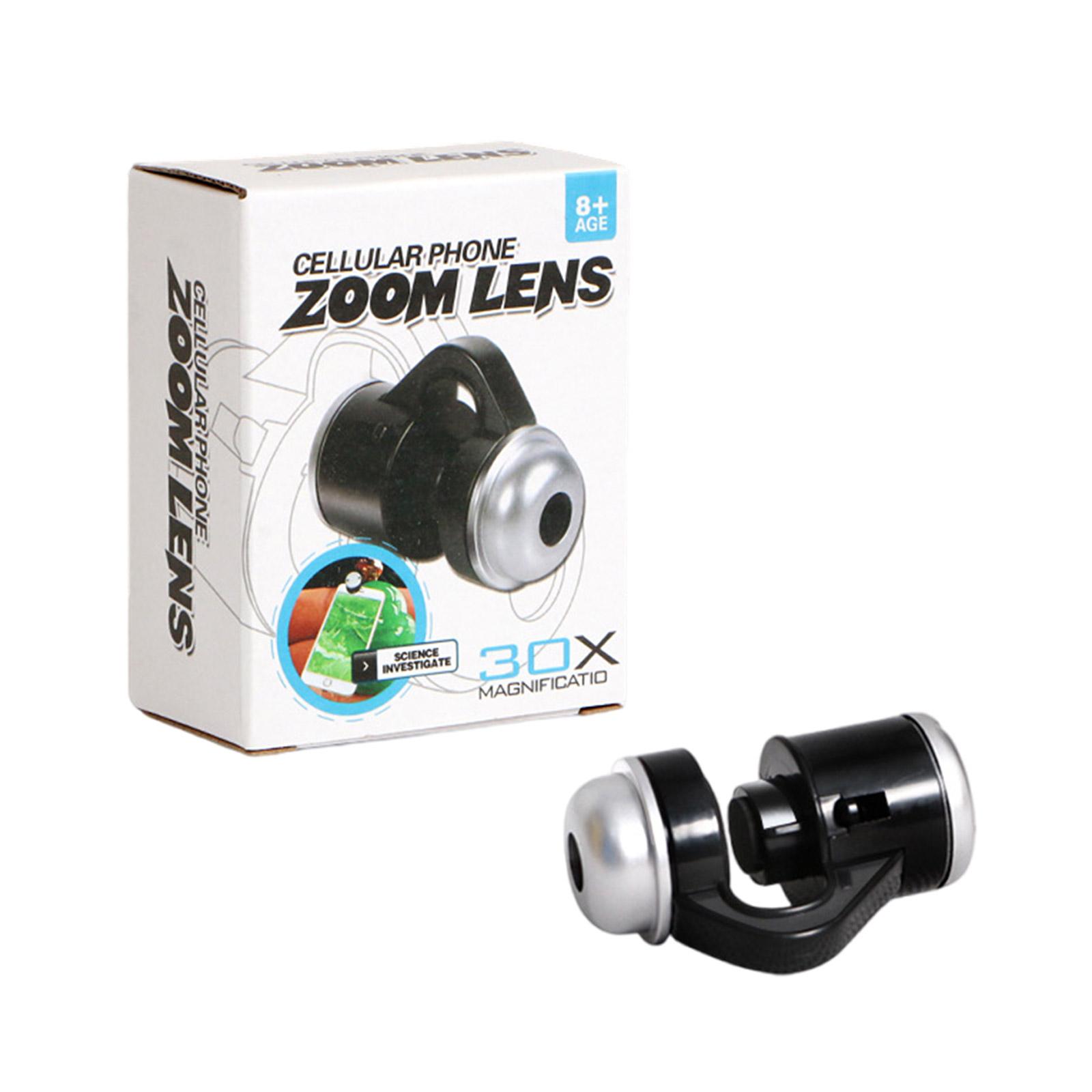 

Портативный 30-кратный микроскоп для мобильного телефона со светодиодной подсветкой и макрообъективом для улучшения оптического зума камеры мобильного телефона чёрный