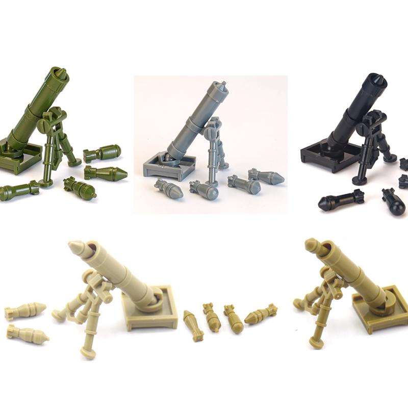 Army WWII Soldier Figure Armaments Brick Playset Gatling M2 Heavy Machine Aviation Gun NSV Bullet Chain Mortar ZB53 Toys Playsetss T12