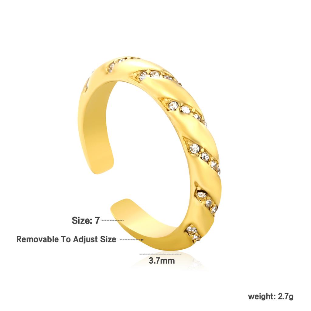 Emerald Diamond Ring French Vintage Design Sense Bamboo Ring Irregular Stainless Steel Ring Female