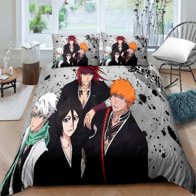 Juego de cama 3D Bleach Kurosaki Ichigo Anime Fundas de edredón Fundas de almohada Edredón para niños Juegos de cama personalizados Ropa de cama Ropa de cama