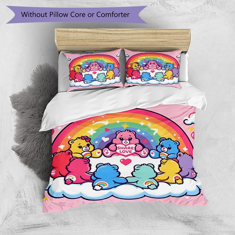 3pcs Duvet Cover Set (1*Duvet Cover + 2*Pillowcase, Without Core), Care Bears Print Bedding Set, Bedroom Decor, All‑Season, Birthday Gift