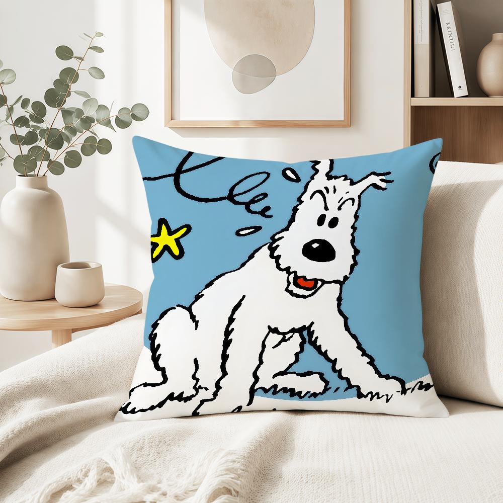 art dog comic soft pillowcase cute t-t-T-Tin-tinES-S-S fun Sofa Home S-S-SnowyS Living Room Decor bed hogar pillowcover gift