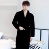 Men's Mid-Length Plush Coral Fleece Flannel Bathrobe for Autumn/Winter