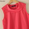 ZANZEA Women Casual Round Neck Solid Color Sleeveless Ves Tops